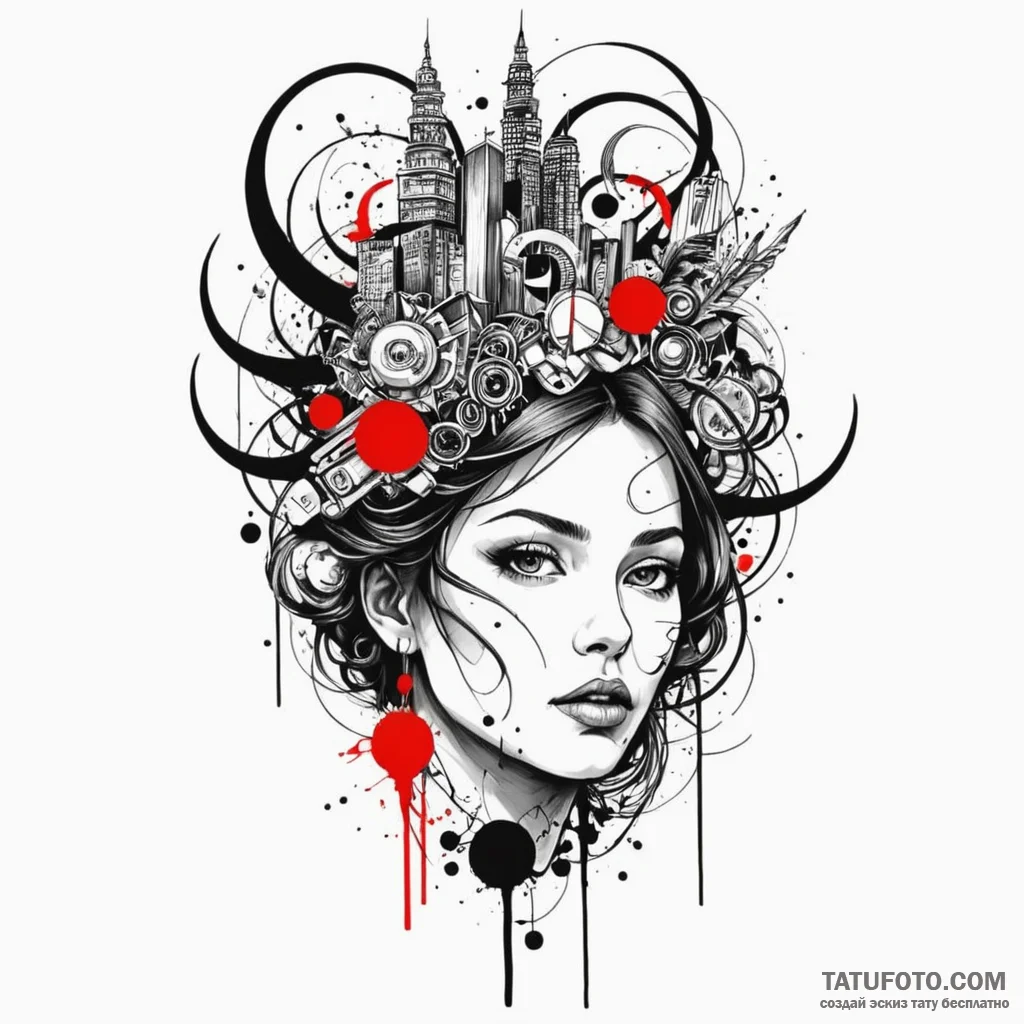 C, artistic tattoo sketch, trash polka tattoo... - эскиз тату (№1750179053_0, 17.06.2025 16:50) — Tatufoto.com