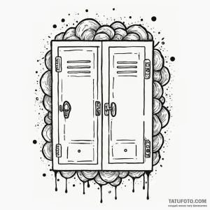 Locker, school style, with stickers on it, ta... - эскиз тату (№1750179755_0, 17.06.2025 17:02) — Tatufoto.com