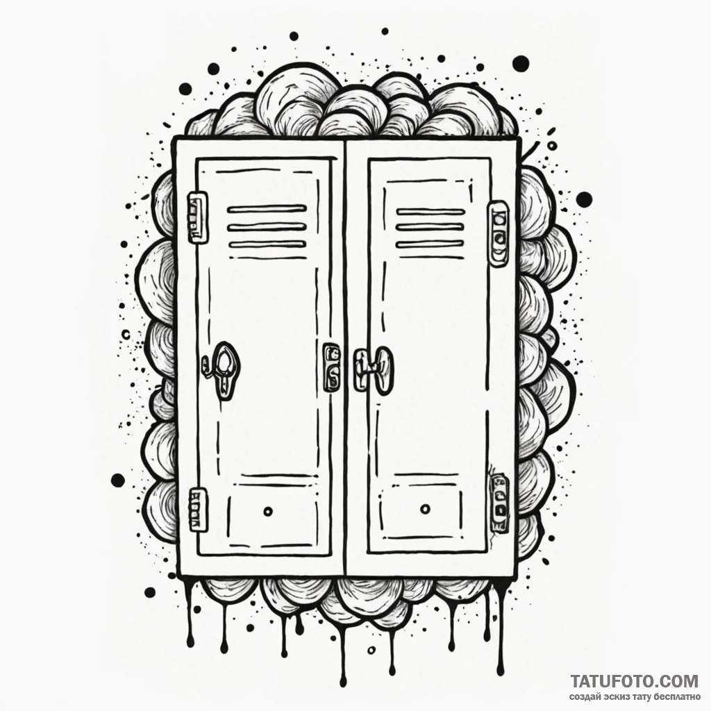 Locker, school style, with stickers on it, ta... - эскиз тату (№1750179755_0, 17.06.2025 17:02) — Tatufoto.com