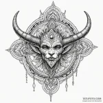 Orcish horn echoing in mist, tattoo drawing o… — эскиз тату (№1750179818_0, 17.06.2025 17:03) — Tatufoto.com