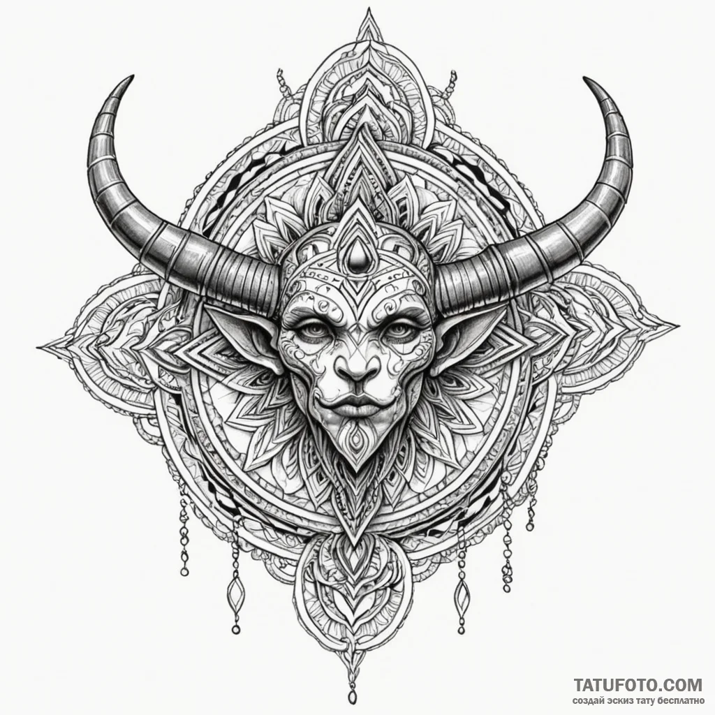 Orcish horn echoing in mist, tattoo drawing o... - эскиз тату (№1750179818_0, 17.06.2025 17:03) — Tatufoto.com