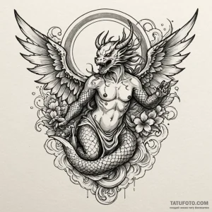 Chainmail angel with tattered wings, artistic... - эскиз тату (№1750179947_0, 17.06.2025 17:05) — Tatufoto.com