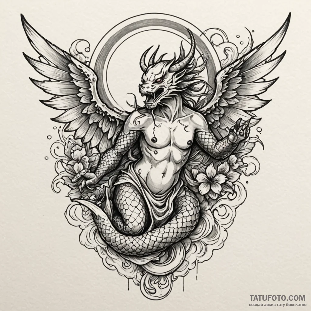 Chainmail angel with tattered wings, artistic... - эскиз тату (№1750179947_0, 17.06.2025 17:05) — Tatufoto.com