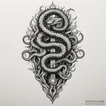 Onyx serpent beneath burning sky, tattoo sket… — эскиз тату (№1750180587_0, 17.06.2025 17:16) — Tatufoto.com