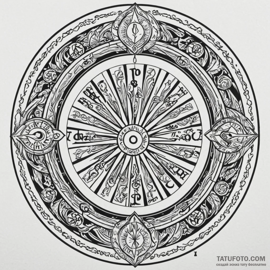 Wheel of fortune (tarot) spinning out of cont... - эскиз тату (№1750180651_0, 17.06.2025 17:17) — Tatufoto.com