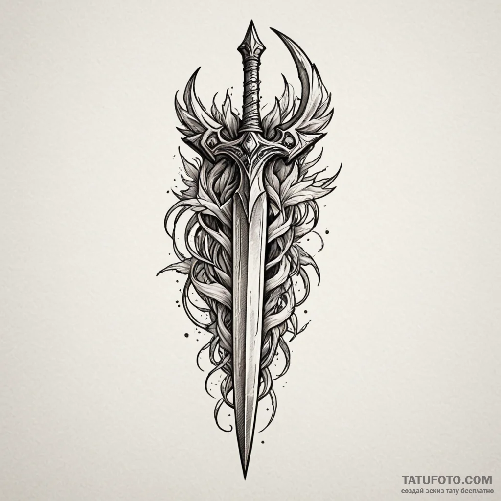 Dagger made from a shard of obsidian, humming... - эскиз тату (№1750181417_0, 17.06.2025 17:30) — Tatufoto.com