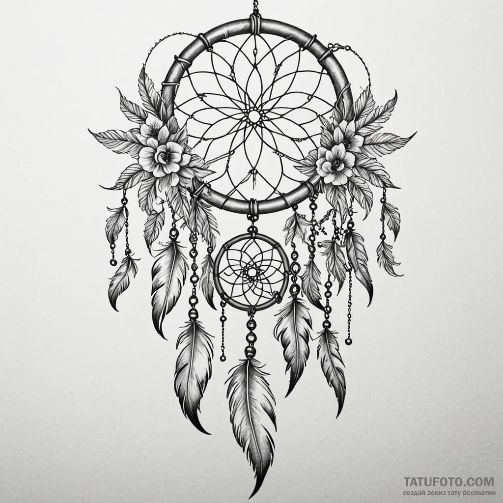 Dreamcatcher dissolving in mist, ink illustra... - эскиз тату (№1750181545_0, 17.06.2025 17:32) — Tatufoto.com