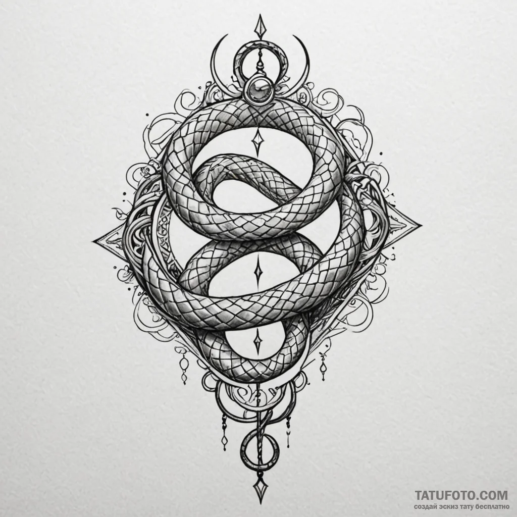 Hollow serpent crowned with starlight, tattoo... - эскиз тату (№1750182503_0, 17.06.2025 17:48) — Tatufoto.com