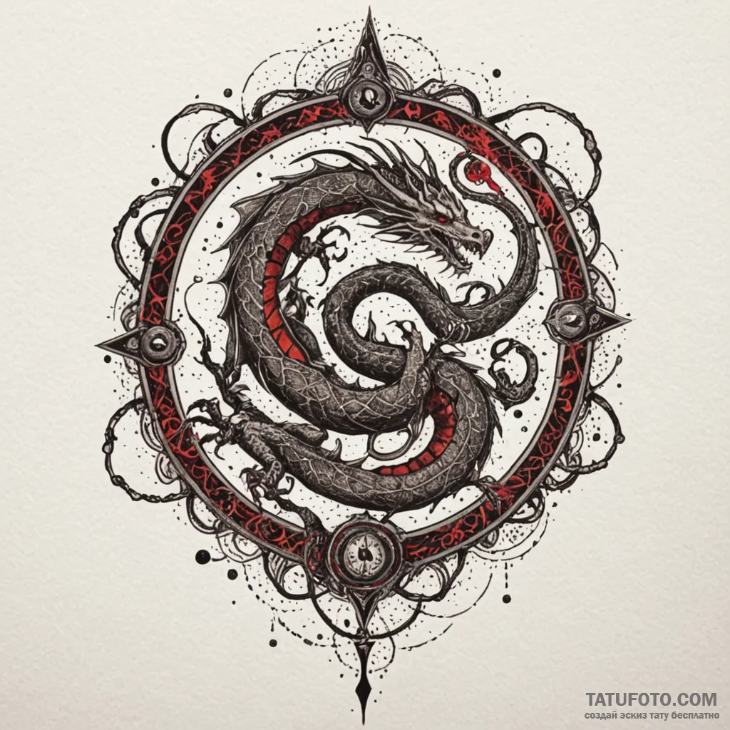 Ancient grimoire bound in dragon skin, tattoo... - эскиз тату (№1750185000_0, 17.06.2025 18:30) — Tatufoto.com
