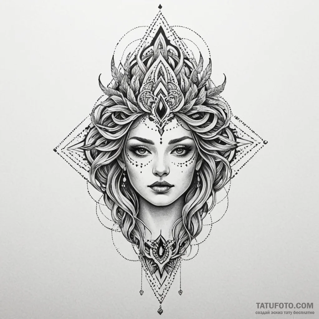 Riftwalker staff crowned in roots, tattoo lin... - эскиз тату (№1750185064_0, 17.06.2025 18:31) — Tatufoto.com