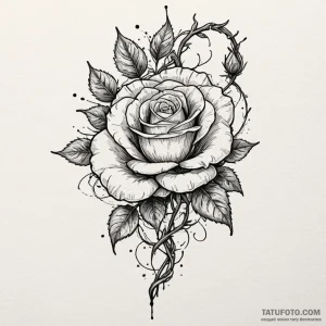 Rose vines binding ancient blade, concept art... - эскиз тату (№1750185894_0, 17.06.2025 18:44) — Tatufoto.com