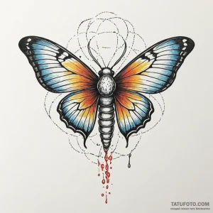 Atomic moth disintegrating, tattoo line art,... - эскиз тату (№1750185958_0, 17.06.2025 18:45) — Tatufoto.com