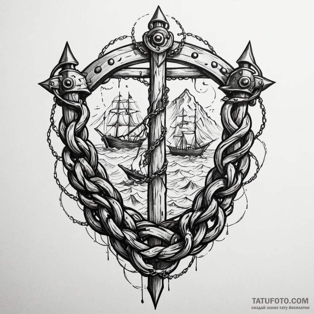 Orcish chains coiled around gate, tattoo sket... - эскиз тату (№1750186022_0, 17.06.2025 18:47) — Tatufoto.com