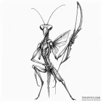 Praying mantis with scythes of polished steel… — эскиз тату (№1750186085_0, 17.06.2025 18:48) — Tatufoto.com