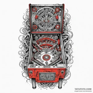 Pinball machine with a theme of dante's infer... - эскиз тату (№1750186149_0, 17.06.2025 18:49) — Tatufoto.com