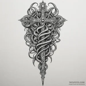 Dagger wrapped in spectral serpent, artistic... - эскиз тату (№1750186212_0, 17.06.2025 18:50) — Tatufoto.com