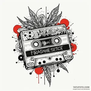 Mixtape cassette, hand-written label, tattoo... - эскиз тату (№1750186341_0, 17.06.2025 18:52) — Tatufoto.com
