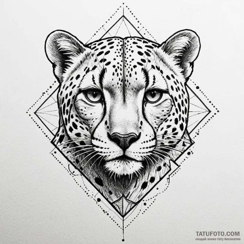 Cheetah, tattoo flash sheet design, on a clea... - эскиз тату (№1750187695_0, 17.06.2025 19:14) — Tatufoto.com