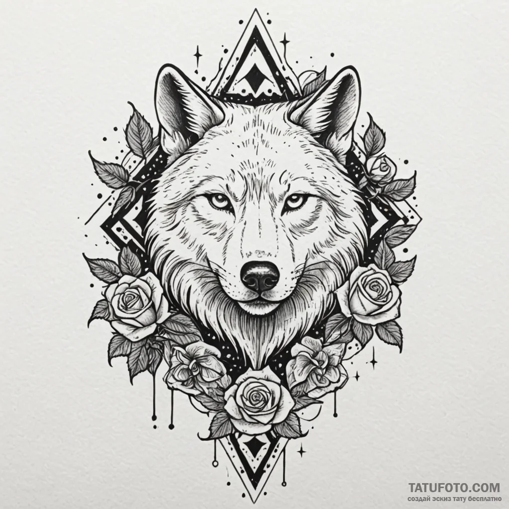 Astral wolf dancing through starlight, tattoo... - эскиз тату (№1750188859_0, 17.06.2025 19:34) — Tatufoto.com