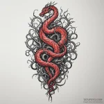 Glyph-covered serpent devouring roots, tattoo… — эскиз тату (№1750188924_0, 17.06.2025 19:35) — Tatufoto.com