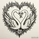 Necking swans forming a heart, one skeletal,… — эскиз тату (№1750189630_0, 17.06.2025 19:47) — Tatufoto.com