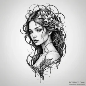 Blood, artistic tattoo sketch, on a clean whi... - эскиз тату (№1750191297_0, 17.06.2025 20:14) — Tatufoto.com