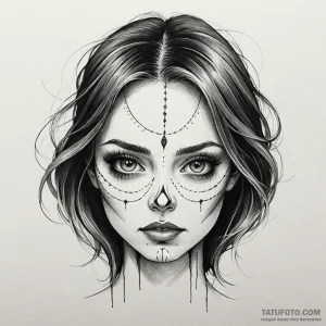 Portrait with hollow eyes, ink illustration f... - эскиз тату (№1750191364_0, 17.06.2025 20:16) — Tatufoto.com