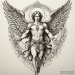 Archangel michael, tattoo drawing outline, on… — эскиз тату (№1750191492_0, 17.06.2025 20:18) — Tatufoto.com
