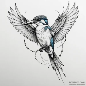 Kingfisher bird with runic wings, concept art... - эскиз тату (№1750192324_0, 17.06.2025 20:32) — Tatufoto.com