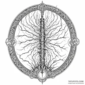 Tesla coil discharging arcs of lightning, ink... - эскиз тату (№1750192387_0, 17.06.2025 20:33) — Tatufoto.com