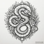 Jewel serpent beneath celestial bloom, ink il… — эскиз тату (№1750192516_0, 17.06.2025 20:35) — Tatufoto.com