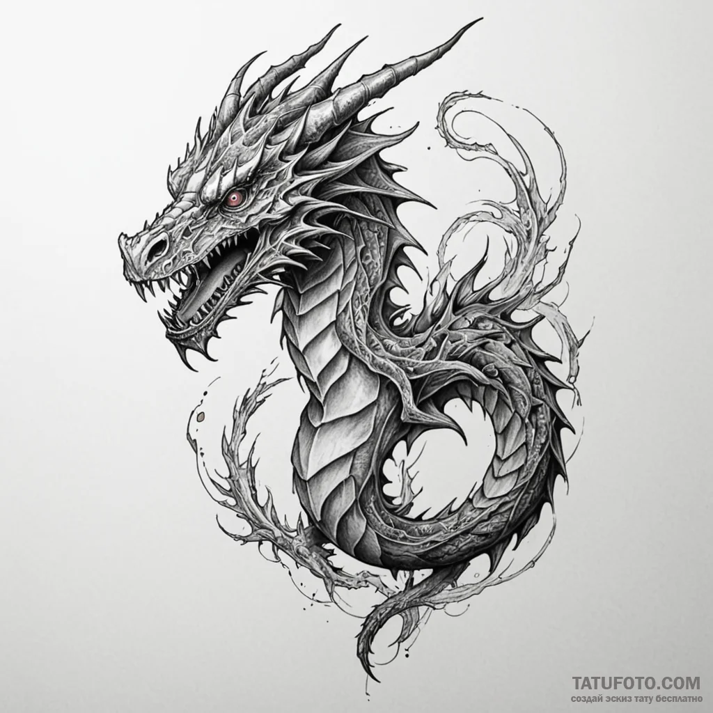 Abyssal dragon with glowing scars, tattoo dra... - эскиз тату (№1750193161_0, 17.06.2025 20:46) — Tatufoto.com