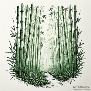 A detailed bamboo forest mist, ethereal,, art... - эскиз тату (№1750193937_0, 17.06.2025 20:58) — Tatufoto.com