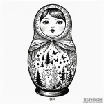 Russian nesting doll, painted with scenes fro… — эскиз тату (№1750196135_0, 17.06.2025 21:35) — Tatufoto.com