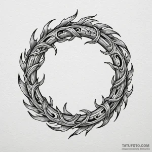 Burning ring with runic flames, tattoo line a... - эскиз тату (№1750196906_0, 17.06.2025 21:48) — Tatufoto.com