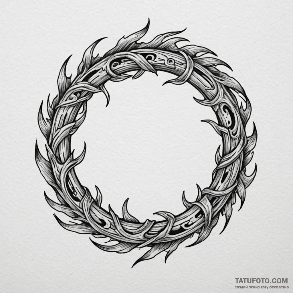 Burning ring with runic flames, tattoo line a... - эскиз тату (№1750196906_0, 17.06.2025 21:48) — Tatufoto.com
