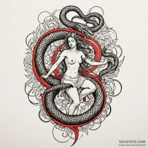 Angelic serpent dancing through light, tattoo... - эскиз тату (№1750196970_0, 17.06.2025 21:49) — Tatufoto.com