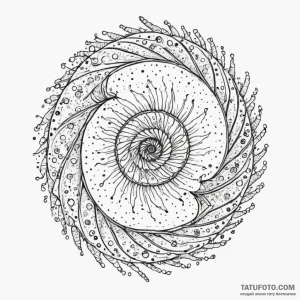 Key spiraling through starlight, ink illustra... - эскиз тату (№1750197034_0, 17.06.2025 21:50) — Tatufoto.com