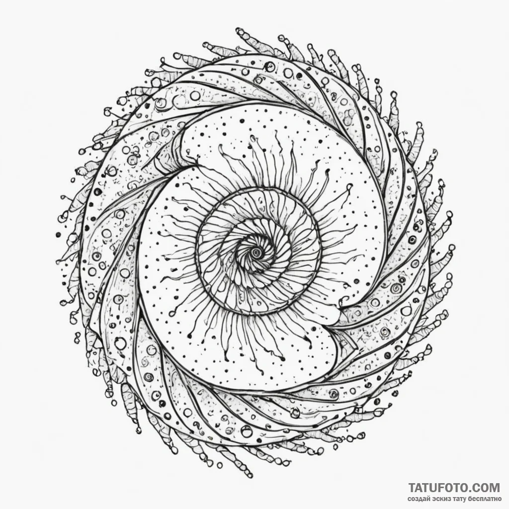 Key spiraling through starlight, ink illustra... - эскиз тату (№1750197034_0, 17.06.2025 21:50) — Tatufoto.com