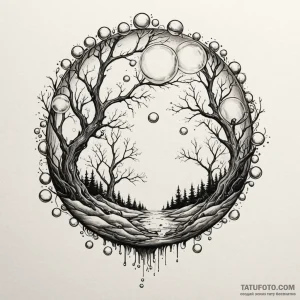 A whimsical bubble stream, continuous,, artis... - эскиз тату (№1750197161_0, 17.06.2025 21:52) — Tatufoto.com