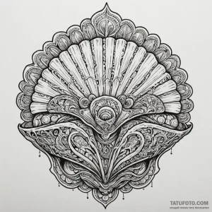 Shell, artistic tattoo sketch, on a clean whi... - эскиз тату (№1750197870_0, 17.06.2025 22:04) — Tatufoto.com