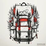 A detailed backpack with camping gear, prepar… — эскиз тату (№1750197998_0, 17.06.2025 22:06) — Tatufoto.com