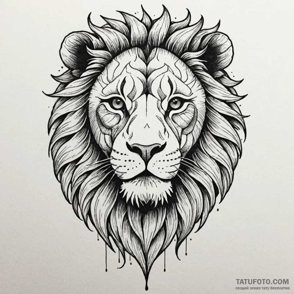 Lion gaze piercing shadows, concept art for t... - эскиз тату (№1750198063_0, 17.06.2025 22:07) — Tatufoto.com