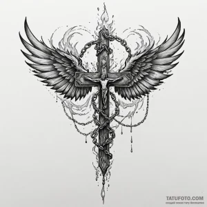 Burning wings chained to ice, concept art for... - эскиз тату (№1750198511_0, 17.06.2025 22:15) — Tatufoto.com