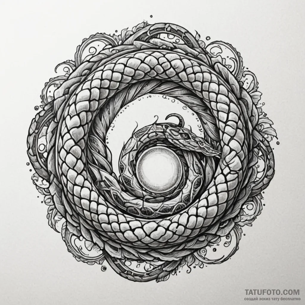 Serpent orb spiraling through void, tattoo sk... - эскиз тату (№1750199373_0, 17.06.2025 22:29) — Tatufoto.com