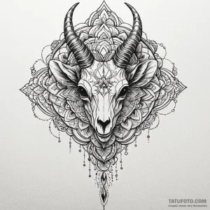 Goat skull, tattoo drawing outline, highly de... - эскиз тату (№1750199437_0, 17.06.2025 22:30) — Tatufoto.com