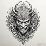 Shogun’s war mask (men-yoroi), fearsome and o… — эскиз тату (№1750199565_0, 17.06.2025 22:32) — Tatufoto.com