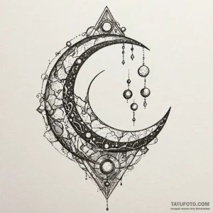 Ruby pendant beneath shattered moon, tattoo d... - эскиз тату (№1750199696_0, 17.06.2025 22:34) — Tatufoto.com