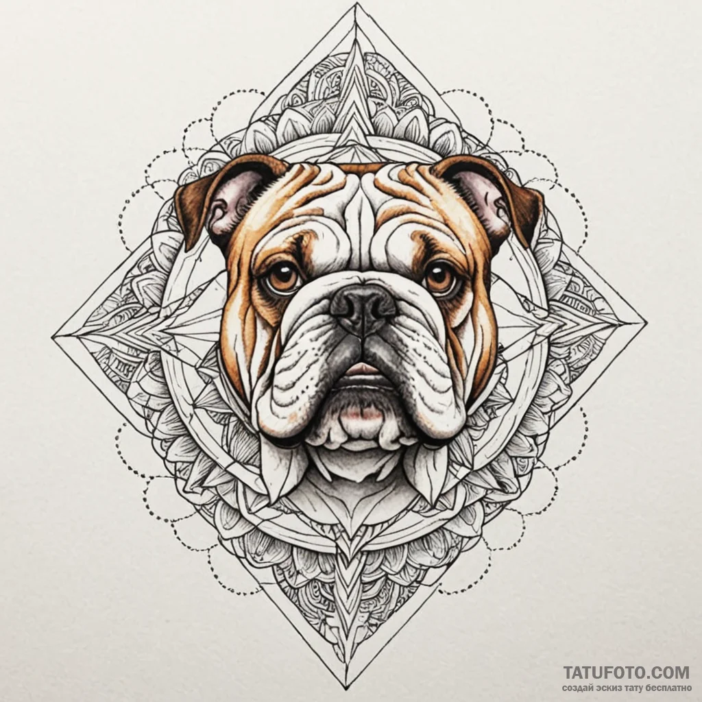 Bulldog, concept art for tattoo, geometric ta... - эскиз тату (№1750200273_0, 17.06.2025 22:44) — Tatufoto.com