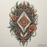 Knife splitting ancient scroll, concept art f… — эскиз тату (№1750200398_0, 17.06.2025 22:46) — Tatufoto.com